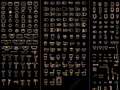 CAD衛生間潔具用品大全 平面圖與立面圖圖庫詳解